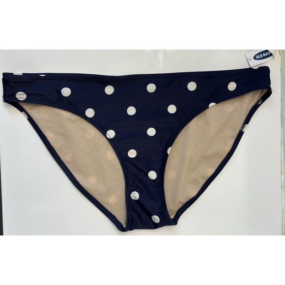 Old Navy Women’s Navy Blue Polka Dot Bikini Bottom Size Large NWT - Picture 1 of 3